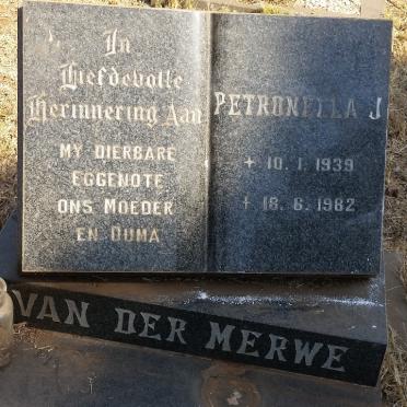 MERWE Petronella J., van der 1939-1982