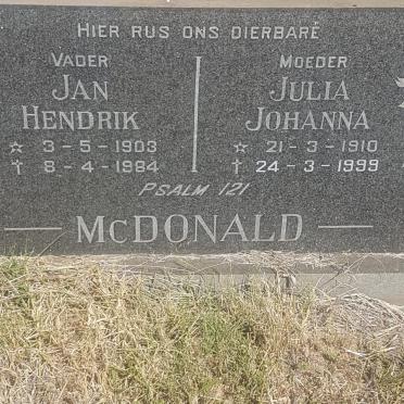 McDONALD Jan Hendrik 1903-1984 &amp; Julia Johanna 1910-1999