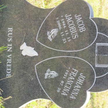 MINNAAR Jacob Jacobus 1944-2006 &amp; Johanna Francina 1951-