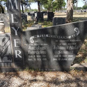 MEYER Jacobus Hercules 1911-1981 &amp; Johanna Alida Susanna 1918-1971