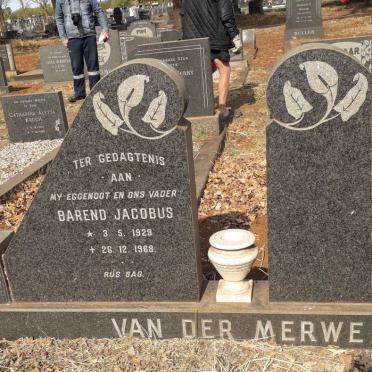 MERWE Barend Jacobus, van der 1929-1968