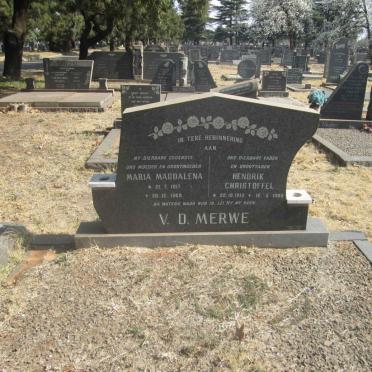 MERWE Hendrik Christoffel, v.d. 1913-1986 &amp; Maria Magdalena 1917-1969