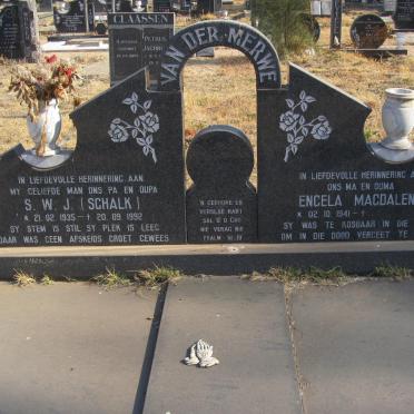 MERWE S.W.J., van der 1935-1992 &amp; Engela Magdalena 1941-
