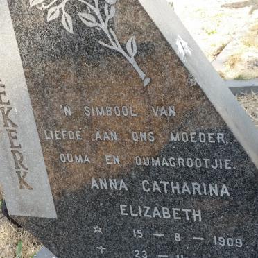NIEKERK Anna Catharina Elizabeth, van 1909-1983