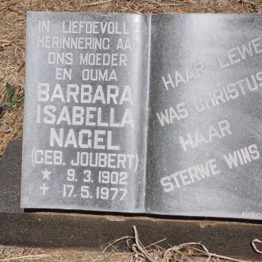 NAGEL Barbara Isabella nee JOUBERT 1902-1977