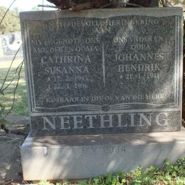 NEETHLING Johannes Hendrik 1941- &amp; Cathrina Susanna 1943-1996