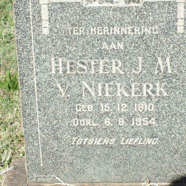 NIEKERK Hester J.M., v. 1910-1954