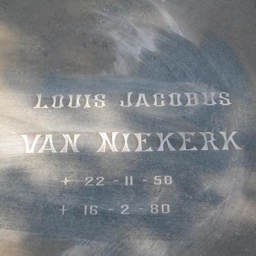 NIEKERK Louis Jacobus, van 1950-1980