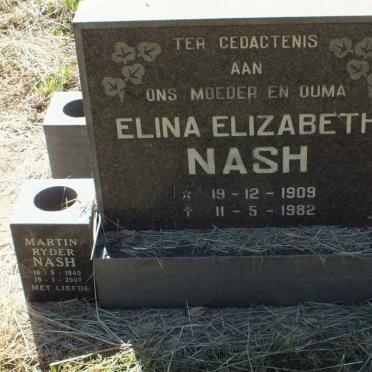 NASH Elina Elizabeth 1909-1982 :: NASH Martin Ryder 1940-2007