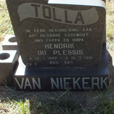 NIEKERK Hendrik du Plessis, van 1922-1981