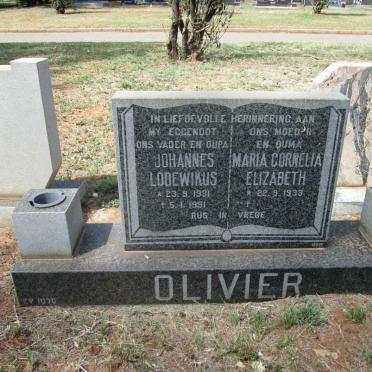 OLIVIER Johannes Lodewikus 1931-1991 &amp; Maria Cornelia Elizabeth 1933-