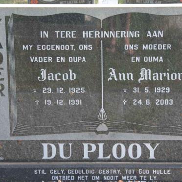 PLOOY Jacob, du 1925-1991 &amp; Ann Marion 1929-2003