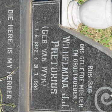 PRETORIUS Wilhelmina J.J. nee VAN WYK 1922-1994