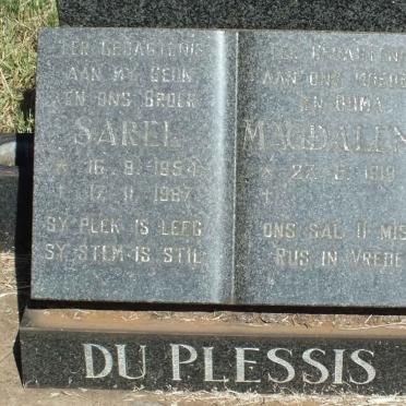 PLESSIS Magdalena, du 1918- :: DU PLESSIS Sarel 1954-1987