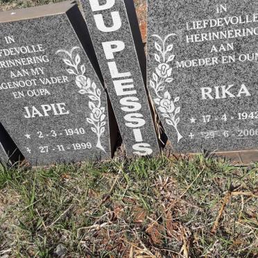 PLESSIS Japie, du 1940-1999 & Rika 1942-2006 