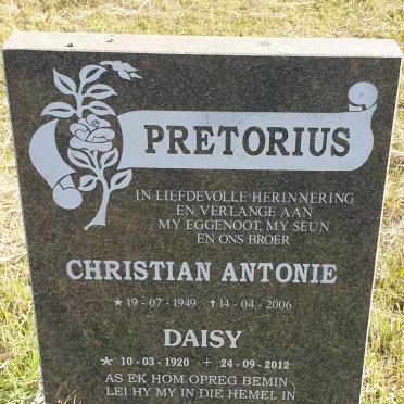PRETORIUS Christian Antonie 1949-2006 &amp; Daisy 1920-2012