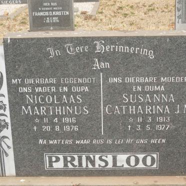 PRINSLOO Nicolaas Marthinus 1916-1976 &amp; Susanna Catharina J.M. 1913-1977