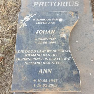 PRETORIUS Johan 1947-1994 &amp; Ann 1947-2008