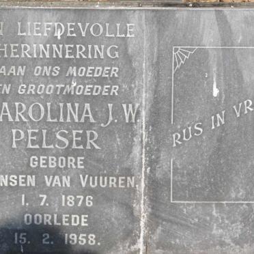 PELSER Carolina J.W. nee JANSEN VAN VUUREN 1876-1958