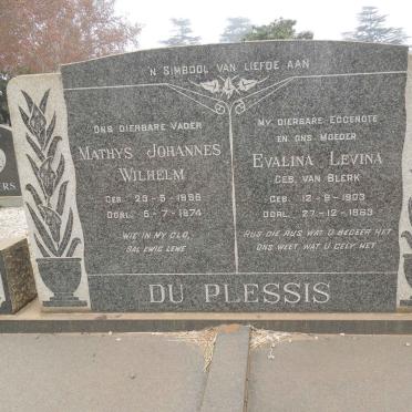 PLESSIS Mathys Johannes Wilhelm, du 1898-1974 &amp; Evalina Levina VAN BLERK 1903-1963