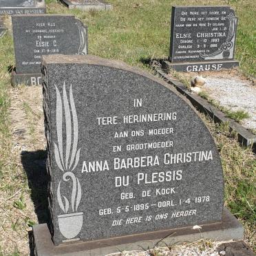 PLESSIS Anna Barbera Christina, du nee DE KOCK 1895-1978