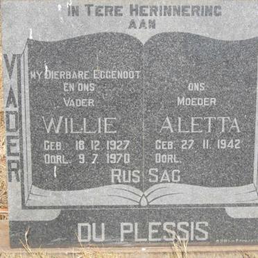 PLESSIS Willie, du 1927-1970 &amp; Aletta 1942-