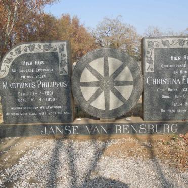 RENSBURG Marthinus Philippus, Janse van 1901-1958 &amp; Christina Elizabeth 1910-1990