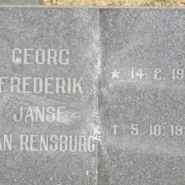 RENSBURG Georg Frederik, Janse van 1907-1983 &amp; Johanna Christina Susanna SMIDT 1904-1983 