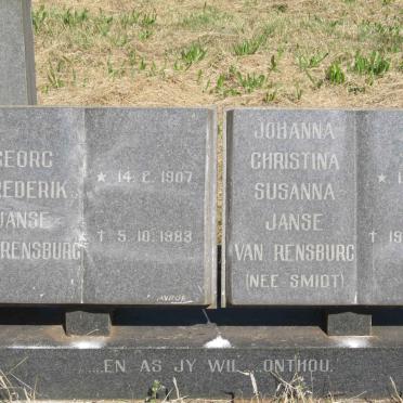 RENSBURG Georg Frederik, Janse van 1907-1983 &amp; Johanna Christina Susanna SMIDT 1904-1983