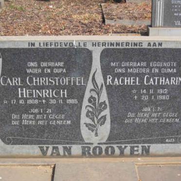 ROOYEN Carl Christoffel Heinrich 1908-1985 &amp; Rachel Catharina 1912-1980