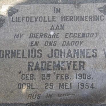 RADEMEYER Cornelius Johannes V.R. 1908-1954