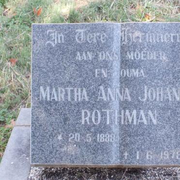 ROTHMAN Martha Anna Johanna 1888-1978
