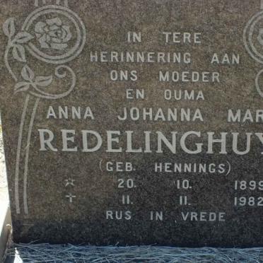 REDELINGHUYS Anna Johanna Maria nee HENNINGS 1899-1982