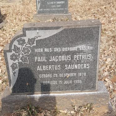 SAUNDERS Paul Jacobus Petrus Albertus 1878-1959