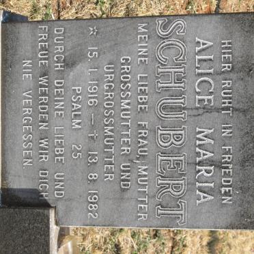 SCHUBERT Alice Maria 1916-1982