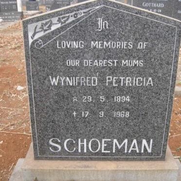 SCHOEMAN Wynifred Petricia 1894-1968