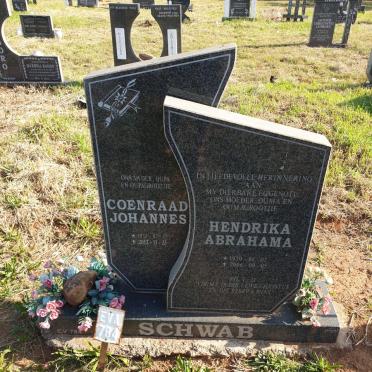 SCHWAB Coenraad Johannes 1933-2012 &amp; Hendrika Abrahama 1930-2006