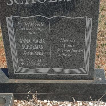 SCHOEMAN Anna Maria nee NAUDE 1901-1977