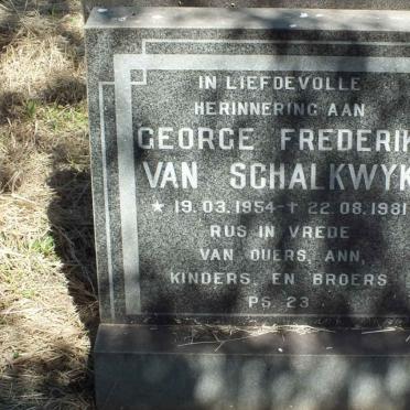 SCHALKWYK George Frederik, van 1954-1981