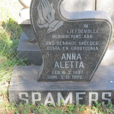 SPAMERS Anna Aletta 1897-1985