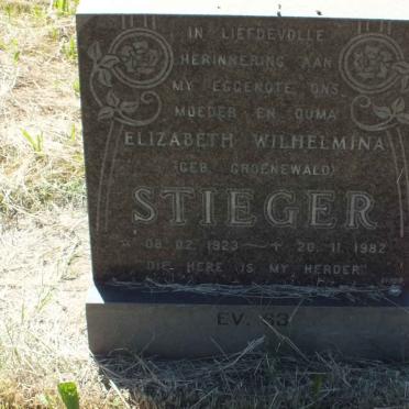 STIEGER Elizabeth Wilhelmina nee GROENEWALD 1923-1982