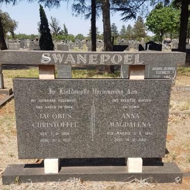 SWANEPOEL Jacobus Christoffel 1906-1972 &amp; Anna Magdalena MARAIS 1908-1986
