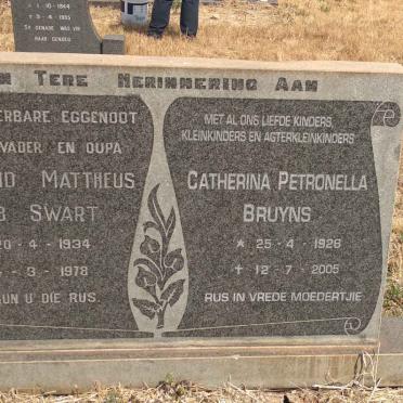 SWART Barend Mattheus Job 1934-1978 :: BRUYNS Catherina Petronella 1928-2005