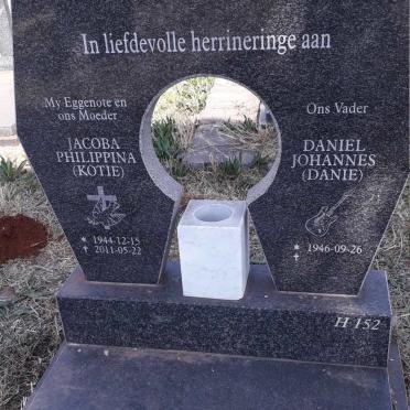 SWANEPOEL Daniel Johannes 1946-  & Jacoba Philippina 1944-2011