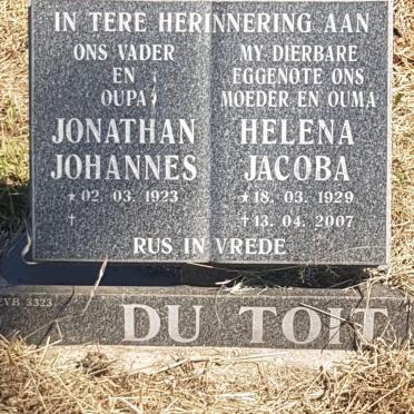 TOIT Jonathan Johannes, du 1923- &amp; Helena Jacoba 1929-2007