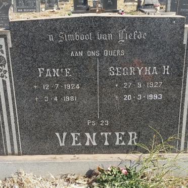 VENTER Fanie 1924-1981 &amp; Segryha H. 1927-1993