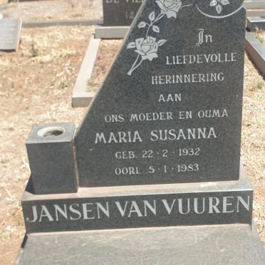 VUUREN Maria Susanna, Jansen van 1932-1983