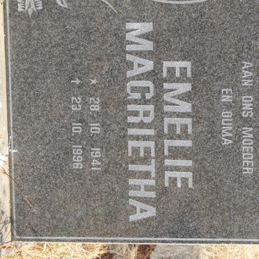 VORSTER Johannes Jacobus 1938-1996 &amp; Emelie Magrietha 1941-1996