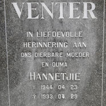 VENTER Hannetjie 1944-1993