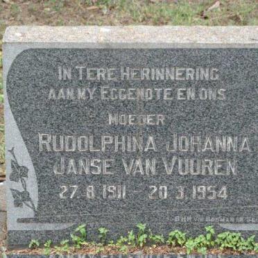 VUUREN Rudolphina Johanna, Janse van 1911-1954